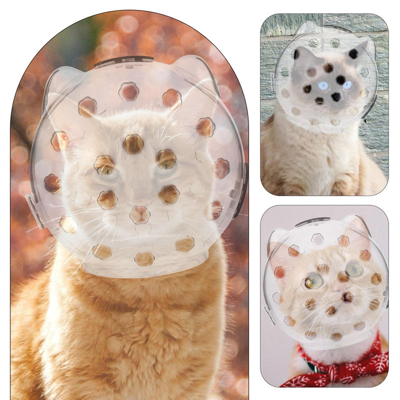 ABOOFAN Cat Anti-Bite Helmet made of ABS with Transparent Hood for Better Visibility Protective Helmet for Wound Healing in Cats Size S Comfortable Head Protection