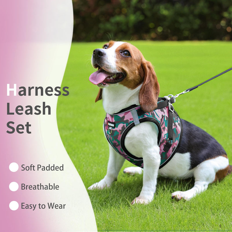Step in Dog Harness with Leash Set, Adjustable Soft Padded and Breathable Mesh for Medium Sized Dog, Reflective No Pull No Choke Cat Vest Harness, Easy Control Pet Vest, Pink XL - PawsPlanet Australia