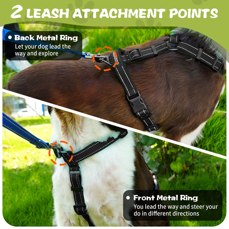 No-Pull Harness,Y-Shaped Design,Buckle-Neck Balance Harness with Reflective Stitching, Ideal for Dog Training and Night Walking, Padded Handle, Durable High-Tensile Nylon-Black-L Black L - PawsPlanet Australia