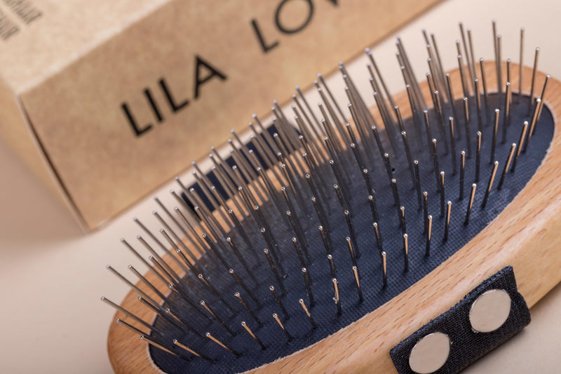 Long hair brush for dogs - with rounded metal tines, vegan, with beech wood from sustainable forestry, Made in Germany, BRUSH LONG HAIR by LILA LOVES IT - PawsPlanet Australia