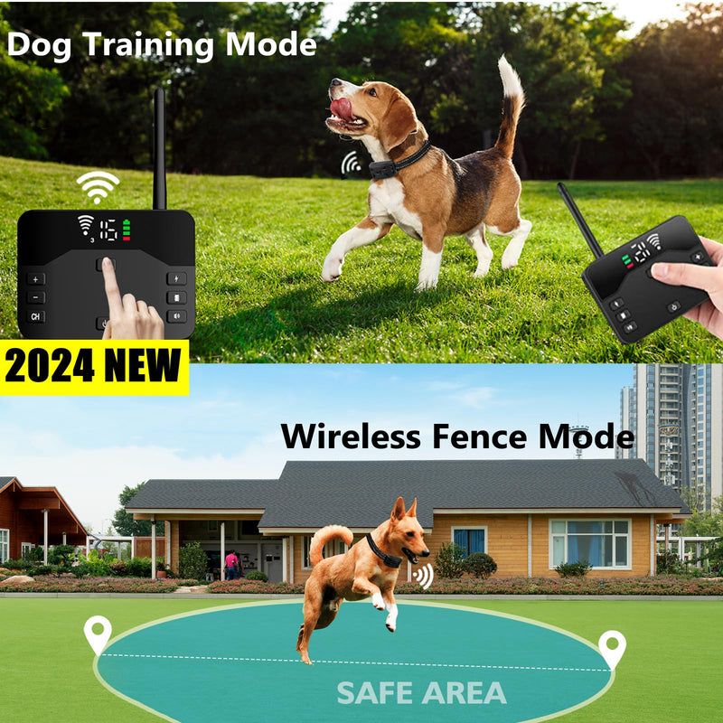 Wireless Dog Fence System, Electric Fence for Dog, Portable Wireless Pet Perimeter Dog Training Collar, Adjustable Safe Dog Boundary,Rechargeable Collar for Big,Medium Sizes Dogs (1 Dog Collar) - PawsPlanet Australia