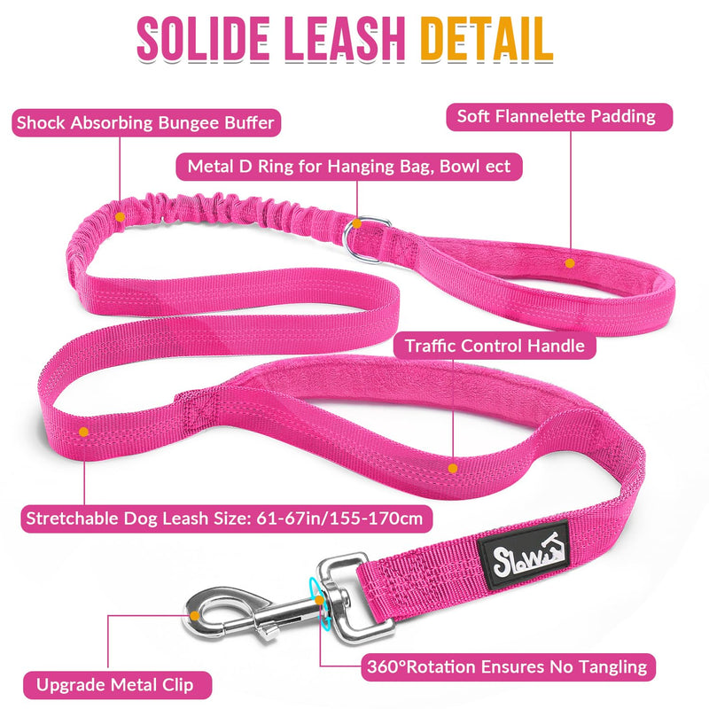 SlowTon No Pull Dog Harness - Heavy Duty Dog Harness and Leash Set for Medium Large Dogs, Reflective Tactical Harness with Soft Padded and Front Clip for Easy Walk and Training (Fuchsia XL) Fuchsia X-Large - PawsPlanet Australia