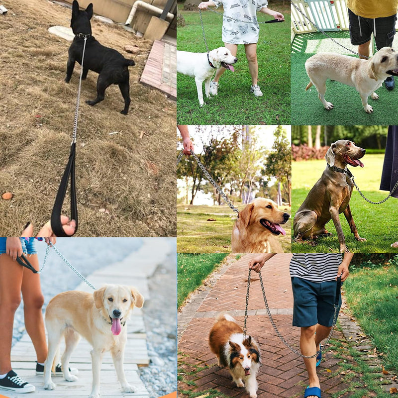 Chain Heavy Duty Metal Dog Leash, 6FTx3mm Chew Proof Pet Leash Chain with Soft Padded Handle for Large & Medium Size Dogs Walking, Training and Traveling (30-120 lbs) 6FTx3mm (30-120 lbs) - PawsPlanet Australia