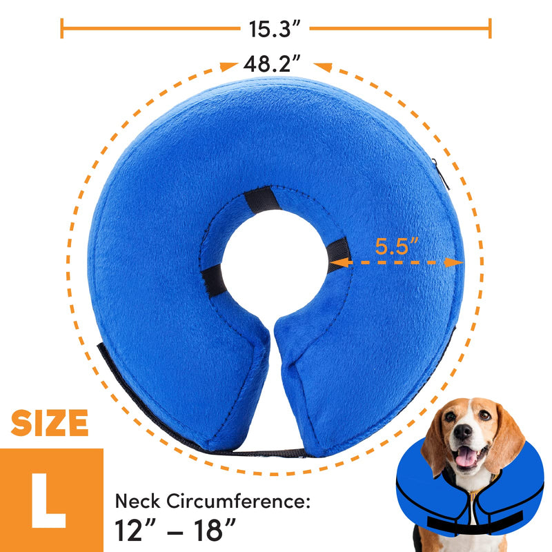 BENCMATE Protective Inflatable Collar for Dogs and Cats - Soft Pet Recovery Collar Does Not Block Vision E-Collar (Large, Blue) [Neck:12"-18"] Large - PawsPlanet Australia