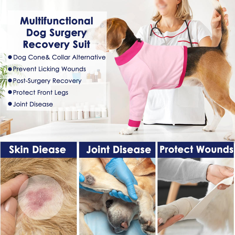 AOFITEE Dog Recovery Suit for Front Legs, Breathable Dog Leg Sleeve Right Left Thigh, Dog Anti-Licking Wounds Sleeves Dog Elbow Brace Protector, Dog Leg Cover for Joint Pain Dog Cone Alternative L(Chest Girth:21.6′′-25.6′′) Pink - PawsPlanet Australia