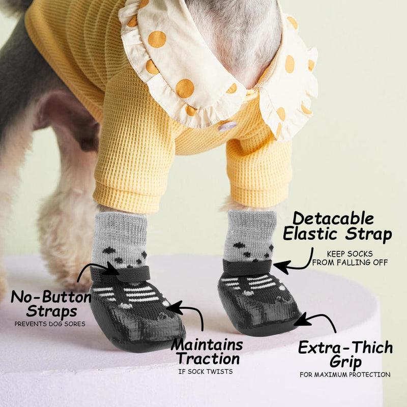 YAODHAOD Anti-Slip Dog Socks for Hardwood Floors,Dog Shoes Hot/Cold Pavement to Prevent Licking Paws,Dog Boots & Paw Protector, Traction Control Booties for Small Dogs(4PCS) (Black, Large) Bllack - PawsPlanet Australia