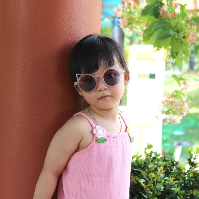 Kids Sunglasses Polarized UV400 Protection | Cat Ears Toddler Sunglasses Ages 2-8 | Gift Ideas For Girls Princess Pink Glitter