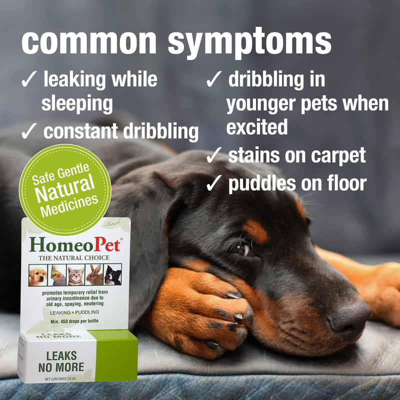 HomeoPet Leaks No More, Safe and Natural Cat and Dog Urinary Incontinence Relief, Pet Incontinence Medicine, 15 Milliliters