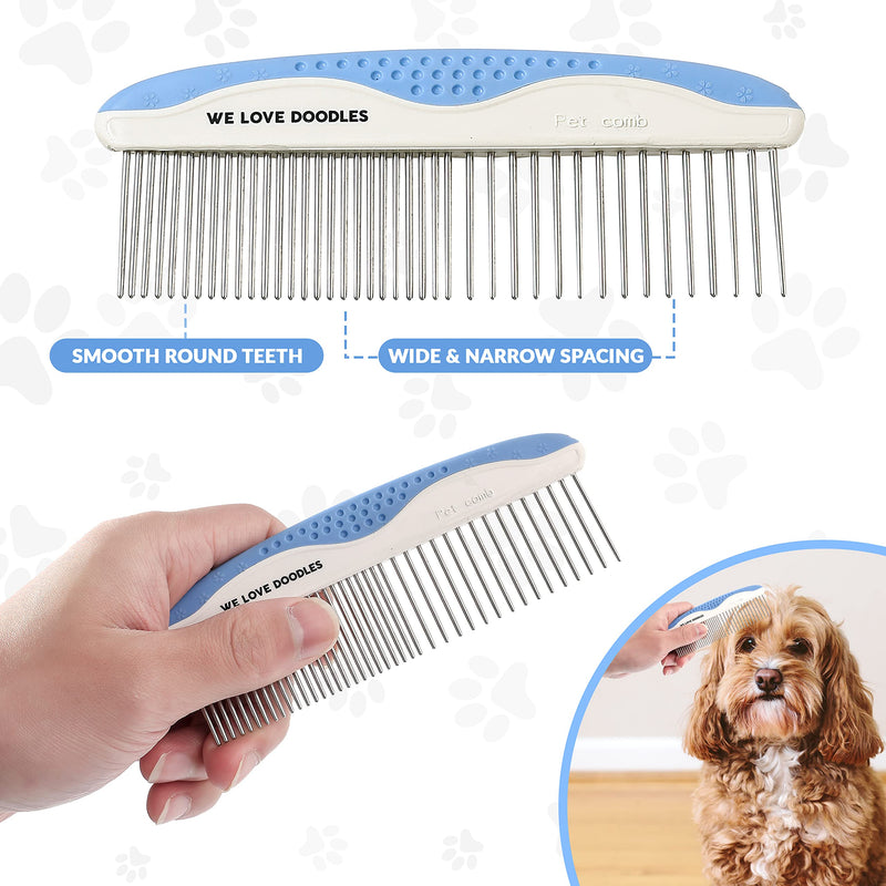 We Love Doodles Small Dog Grooming Comb & Dog Grooming Scissors Kit Bundle - Grooming Comb & Grooming Shears, Scissors and Scissors Kit - Removes Tangles - Made in USA - PawsPlanet Australia