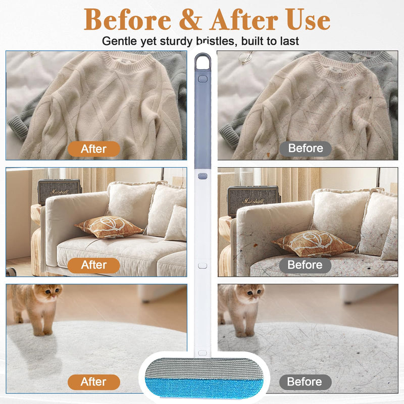 Pet Hair Remover for Furniture, Reusable Lint Roller for Dog and Cat Hair - 20.5 Inch Multifunctional Fur Removal Tool, with Long Handle Squeegee, Gentle on Couches, Carpets, Clothes, Bedding - PawsPlanet Australia