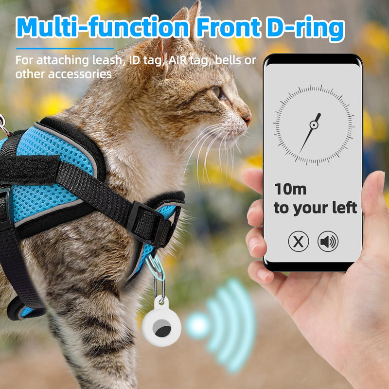 PUPTECK Cat Harness and Leash Set Escape Proof, Adjustable Reflective Kitten Jacket Easy Control, Pet Vest Harness for Cats Small Dogs Puppies Walking and Travel Blue - PawsPlanet Australia