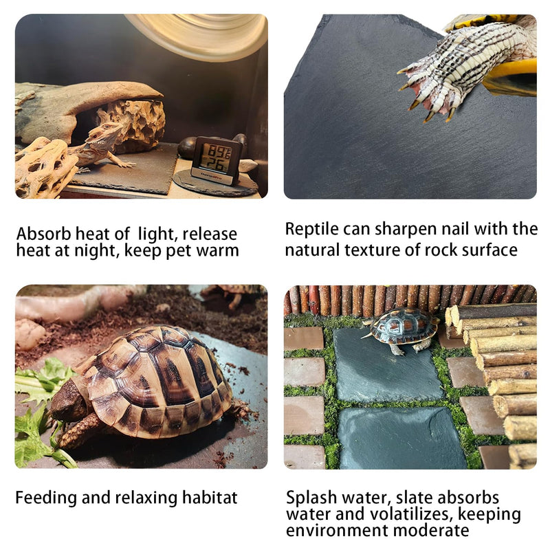 Reptile Basking Platform 6×6 Inch,Slate for Tortoise,Turtle Feeding Slate,Habitat Decor Accessories Basking Rocks for Bearded Dragons Chameleon Snake Frog Lizard Gecko 6 × 6 IN - PawsPlanet Australia