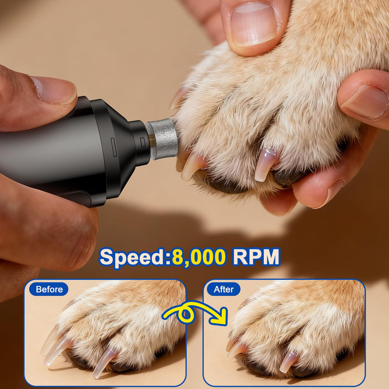 Dog Nail Grinder, Quiet and Low-Vibration Dog Nail Trimmers for Large Dogs, Medium, Small Dogs Cats Pets, Upgrade Professional Electric Pet Paws Toenail Grooming Tool Black - PawsPlanet Australia