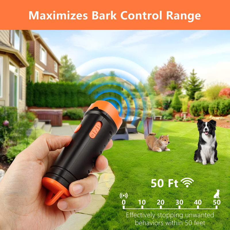 Dog Bark Deterrent Device - Portable Ultrasonic Dog Repellent with 2 Ultrasonic Frequencies, Up to 50FT Long Range & Rechargeable Bark Device - Safe for Outdoor & Indoor - PawsPlanet Australia