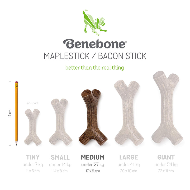 Benebone Bacon Stick Durable Dog Chew Toy for Aggressive Chewers, Real Bacon, Made in USA, Medium