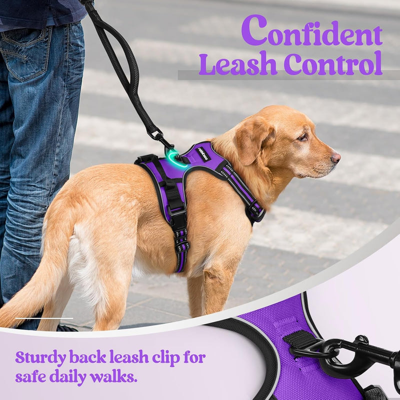 Small Dog Harness, Dog Harness Small Sized Dog, No Pull Pet Harness with 2 Leash Clips, Adjustable Soft Padded Dog Vest Harnesses, Reflective No-Choke Pet Oxford Vest Purple - PawsPlanet Australia