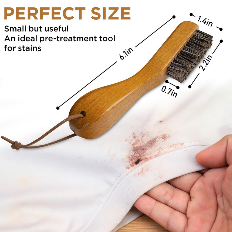 TAKAVU Stain Brush, Horsehair Bristle Laundry Brush for Stain Removal, Cleaning Brush with Ergonomic Handle, Suitable for Delicate Fabrics Without Damage, Perfect for Laundry, Shoes, Boots, Home Horse Hair Bristle - PawsPlanet Australia