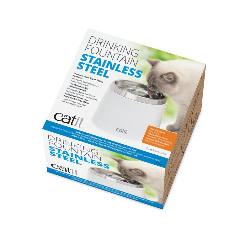 Catit Fresh & Clear Stainless Steel Cat Water Fountain, 50023 64 fl. oz. - PawsPlanet Australia