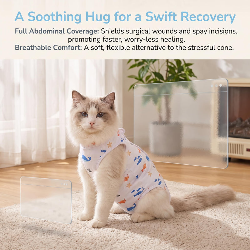 2 Pack Cat Recovery Suit,Breathable Cat Onesie Soft Kitten Onesie Cat Bodysuit Surgical Spay Suit,Anti-licking Cats Vest for Skin Diseases Elizabethan Collar Alternative (C) C