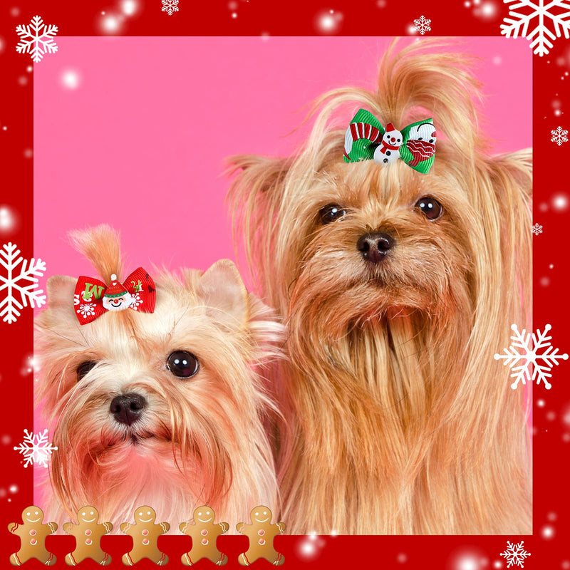 Weewooday 90 Pcs Christmas Dog Hair Bows Xmas Grooming Dog Hair Accessories Bows with Rubber Bands Pet Topknot for Xmas Party Decor Pet Gift Snowman Style - PawsPlanet Australia