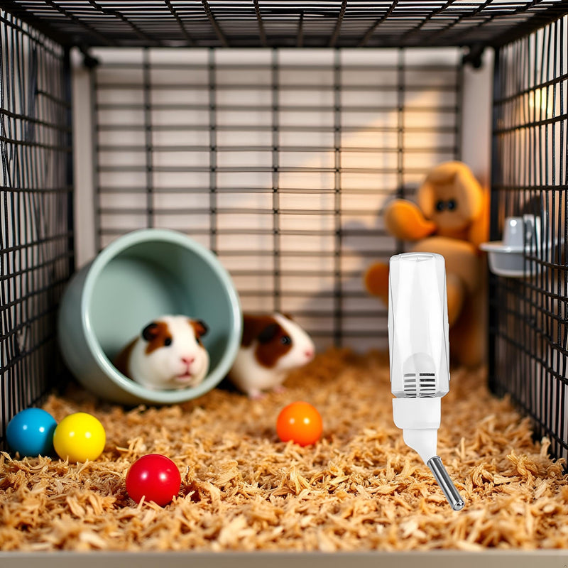 80 ml- No Drip Water Dispenser for Small Animals - Transparent Hanging Bottle for Rabbits, Guinea Pigs, Hamsters, Mice, and Ferrets - Leak Proof with Filter, Water Bottles - PawsPlanet Australia