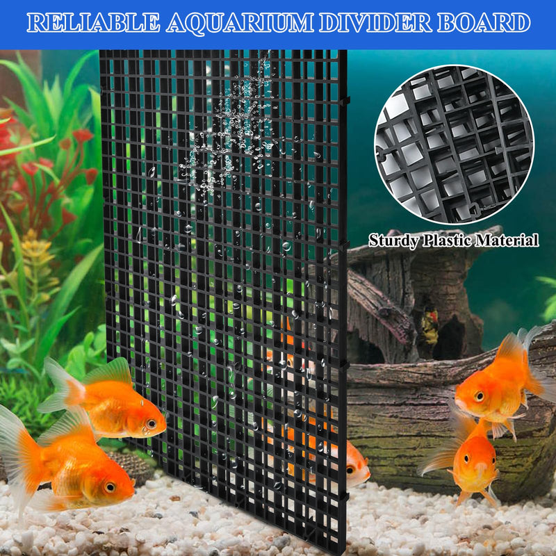 14pcs Aquarium Fish Tank Divider, Plastic Grate Isolation Board Partition, Black Aquarium Filter Bottom Tray Egg Crate Light Diffuser Grid Panel - PawsPlanet Australia