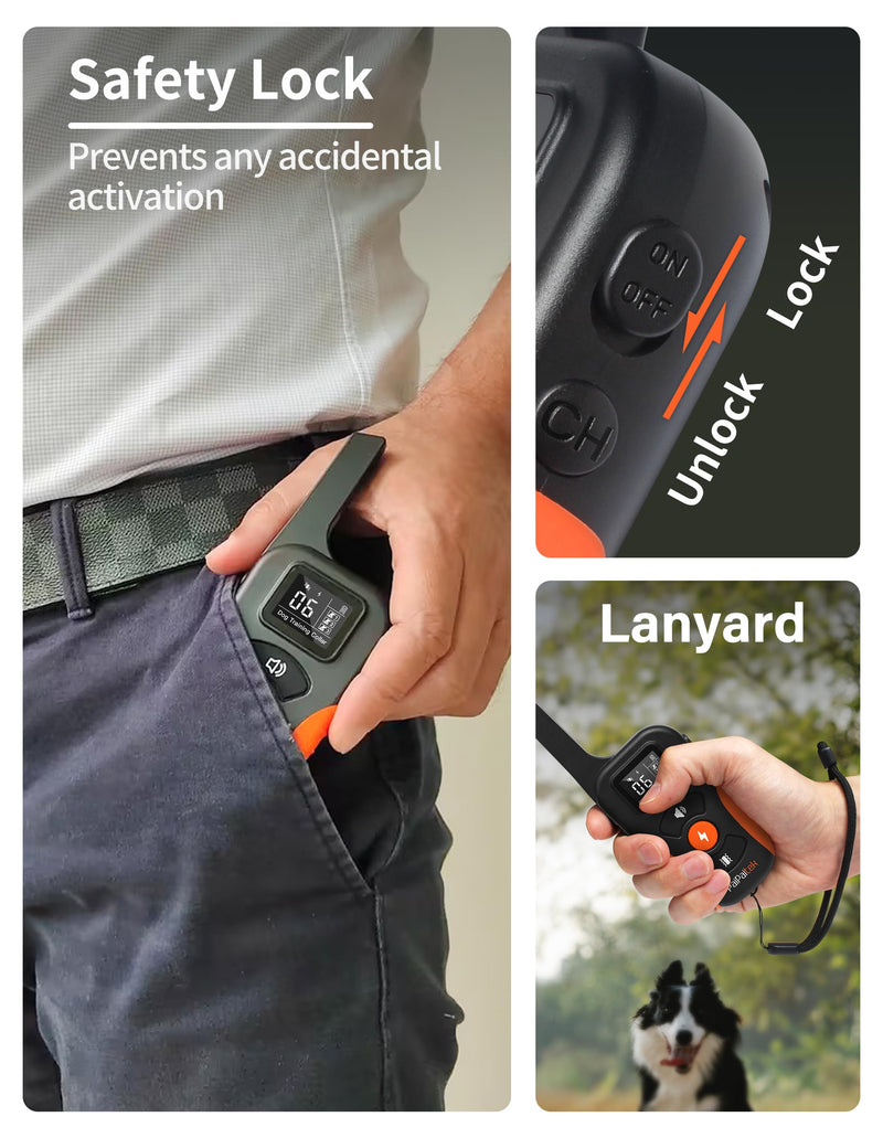 PaiPaitek Bark Collar with Remote and Automatic Mode - 3300ft Range Bark and Training Collar Combo, Shock Collar for Dogs 40-151 lbs Waterproof & Rechargeable Black - PawsPlanet Australia