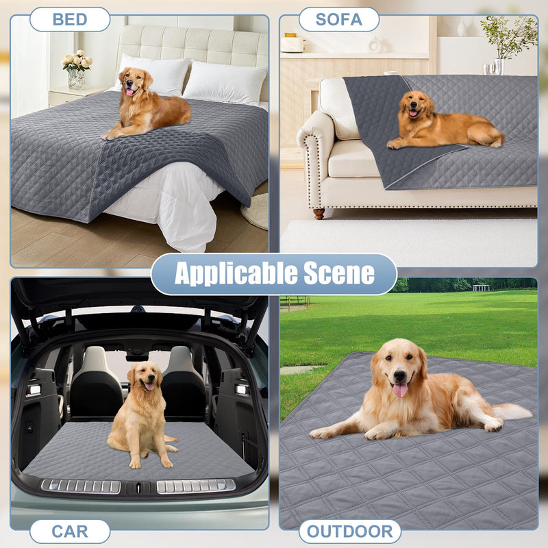 Smiry Waterproof Dog Blanket, Reversible Dog Bed Cover Pet Blanket, Soft Pet Couch Covers for Sofa Washable, Bed Couch Sofa Furniture Protector for Puppy Cat Kids (30"x80", Grey/Dark Grey) Checkered 30x80 Inch - PawsPlanet Australia