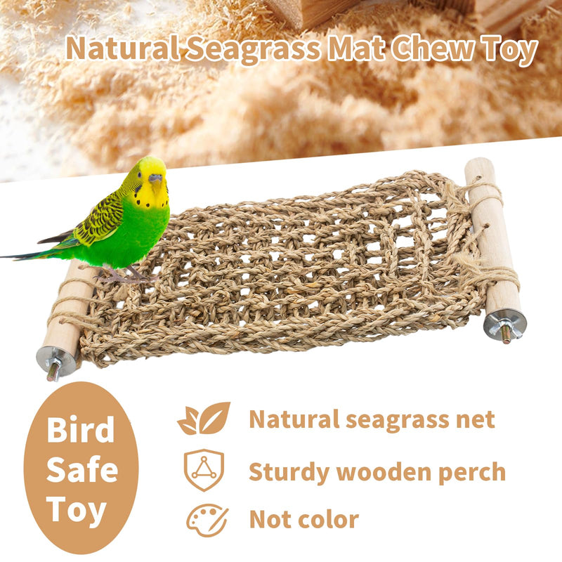 FlidRunest Conure Ladder Perch for Cage, Bird Seagrass Ladder Bridge Exercise Stands, Natural Hand-Woven Parrot Net Climbing Chewing Hammock, Cage Accessories for Lovebird Conure Budgie Parakeet - PawsPlanet Australia