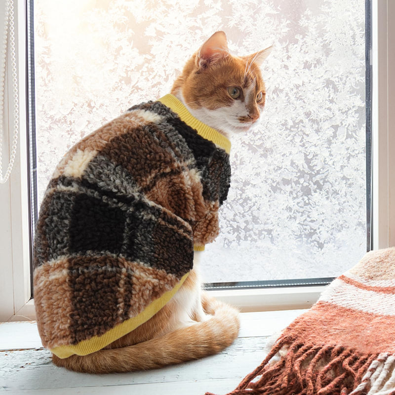 Sphynx Cat Sweater, Soft Fleece Pullover with Sleeves, Warm & Elastic Pet Clothes for Hairless Cats and Small Kittens, Cozy Winter Outfit Yellow XL X-Large - PawsPlanet Australia