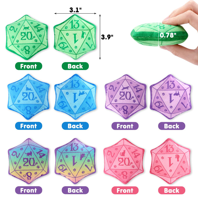 CiyvoLyeen D20 Dice Catnip Toy, DND Interactive Cat Toy for Role Playing Tabletop Game Soft Plush Catmint Kitten Teething Chew Pet Supplies Cat Lover Witchy Wizard Gift Ideas Set of 5