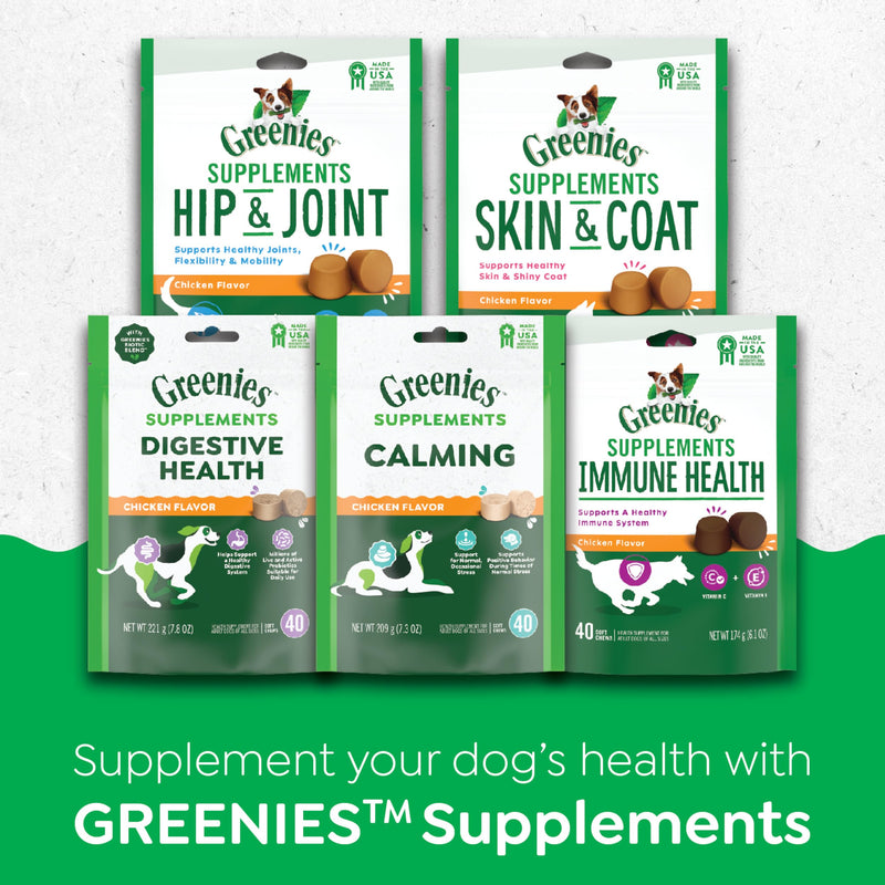 Greenies Supplements Digestive Health Probiotics for Dogs Chicken Flavor, 40 Count Soft Chews Dog Probiotics, 7.8 oz. Pouch - PawsPlanet Australia