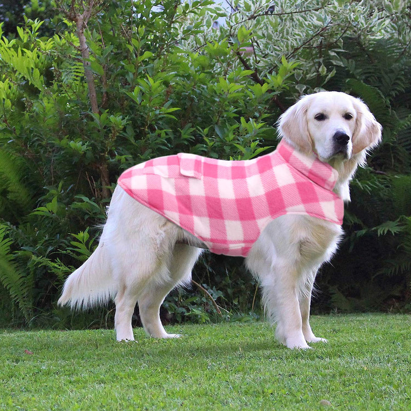 Dog Winter Coat, ASENKU Dog Fleece Jacket Plaid Reversible Dog Vest Waterproof Windproof Cold Weather Dog Clothes Pet Apparel for Small Medium Large Dogs (XXL, Pink) XX-Large