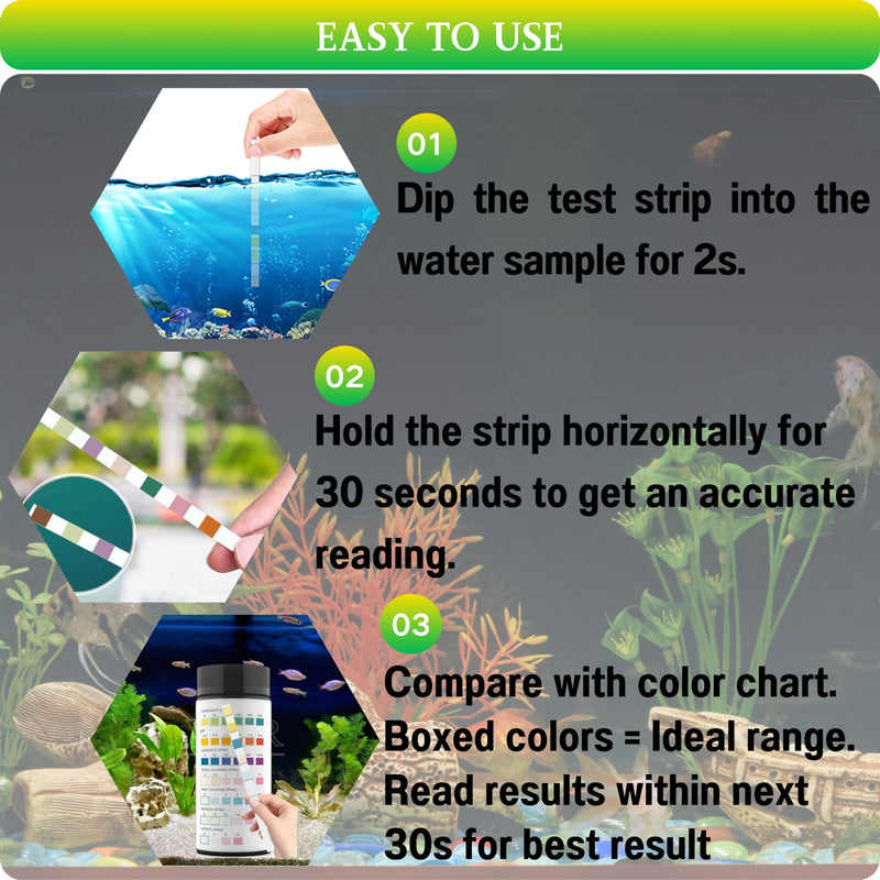 7 in 1 Aquarium Test Strips for Freshwater Aquarium - 100 Strips Fast & Accurate Aquarium Water Test kit for Fish Tank/Aquarium/Pond/, Monitors pH, Hardness, Chlorine, Nitrate, Nitrite and More 100pcs/tube - PawsPlanet Australia