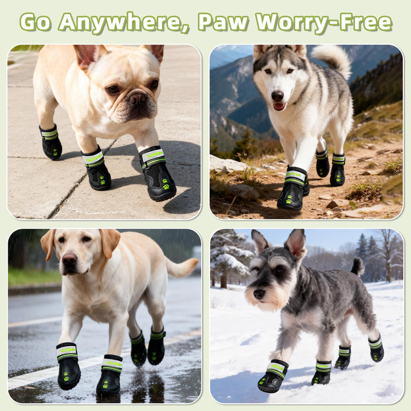 Dog Shoes&Dog Boots for Small,Medium,Large Dogs,Waterproof Non-Slip Shoes for Winter&Hiking,Adjustable Paw Protection, for Dogs(#6(Width 2.76inch) for 55-66 lbs) Black #6 (width 2.76inch) for 55-66 lbs - PawsPlanet Australia