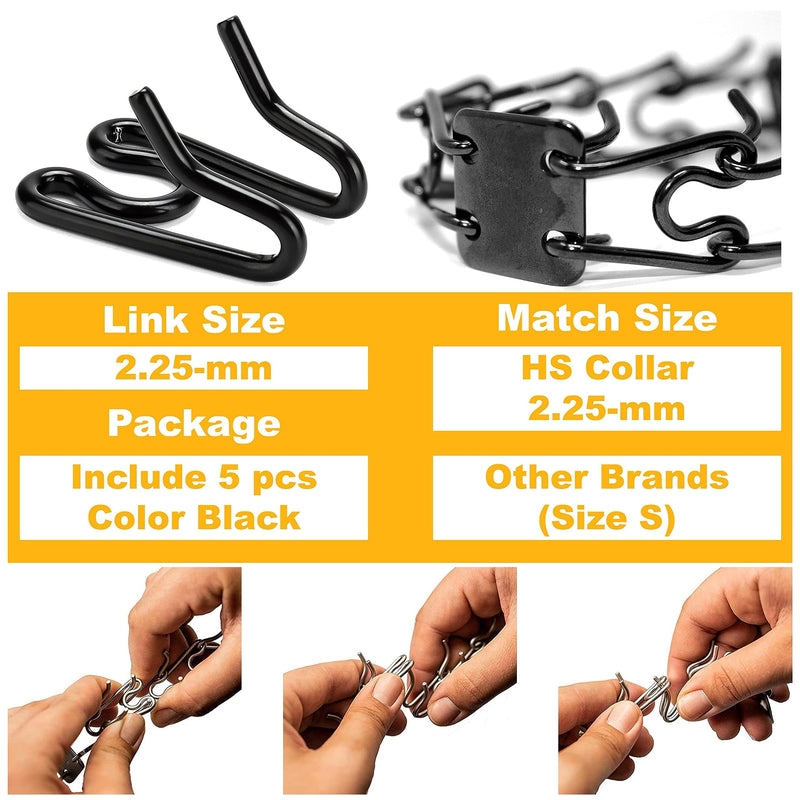(5 Pack) Stainless Steel Prong Collar Links Designed for H. Sprenger 2.25mm CollarExtra Links, Black - PawsPlanet Australia
