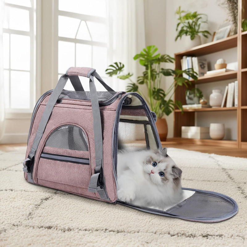 Airline Approved Soft-Sided Pet Carrier for Cats & Small Dogs - Ventilated Travel Bag with Removable Mat, Under 15 lbs, Red - PawsPlanet Australia