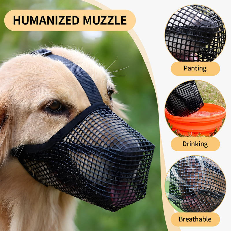 Dog Muzzle - Black Soft Mesh Breathable Mouth Cover Designed Specifically for Small, Medium, and Large Dogs - Effective Chew Guard and Bite Prevention to Ensure Safe, M Black - PawsPlanet Australia