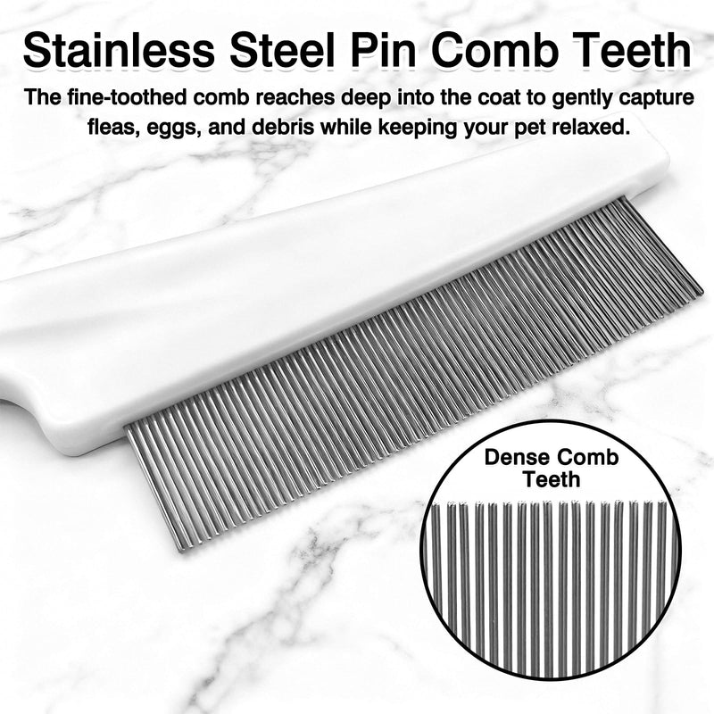 3-Piece Flea & Lice Fine-Tooth Comb Set for Dogs and Cats, Stainless Steel Pin Grooming Tools with Non-Slip Handle - PawsPlanet Australia