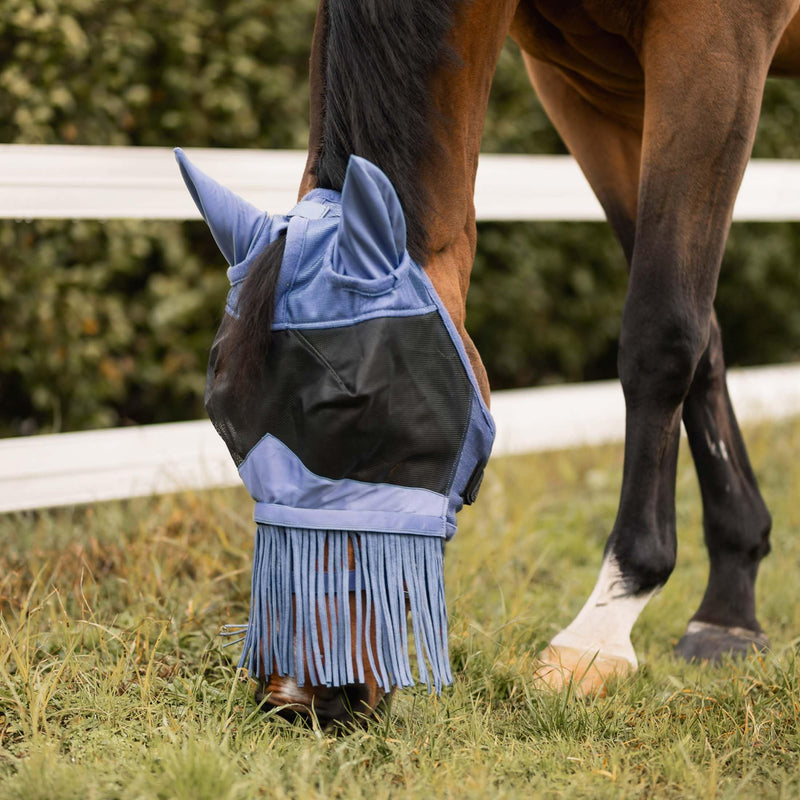 Horze Fly Mask with Detachable Nose Fringe - Velvet Morning - XL