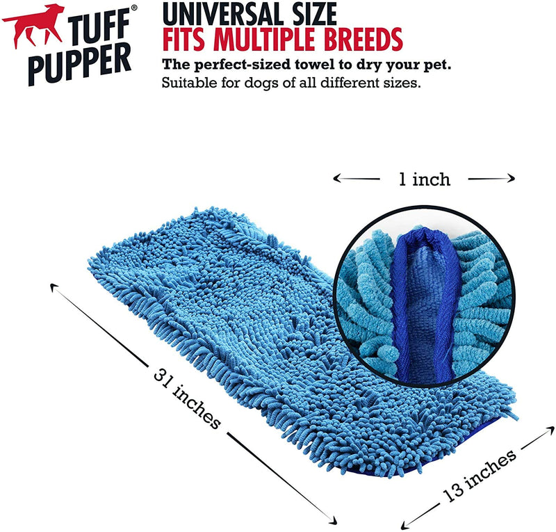 Tuff Pupper Large Fast Drying Bath Robe & Quick Dry Towel for Dogs | Ultra Absorbent Microfiber Shammy | Blue - PawsPlanet Australia