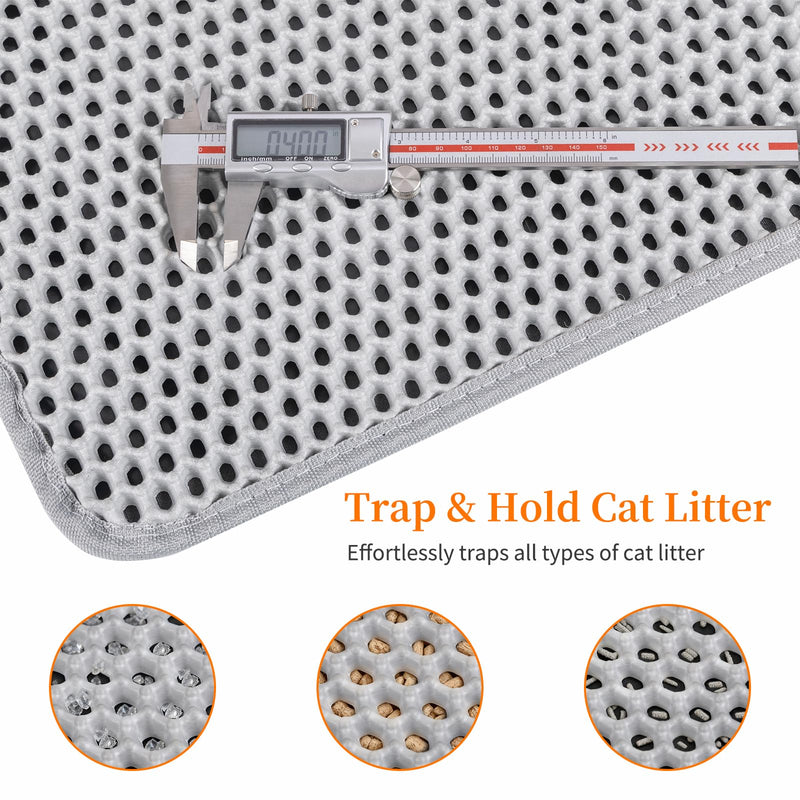 Large Cat Litter Box Mat for Cats, Double Layer Honeycomb Cat Litter Trapping Mats, Waterproof, Urine Proof,Non-Slip Litter Pad for Indoor Kitty Cat Litter Mat, Easy to Clean Grey (33.8'' x 23.6'') 33.8'' x 23.6'' - PawsPlanet Australia