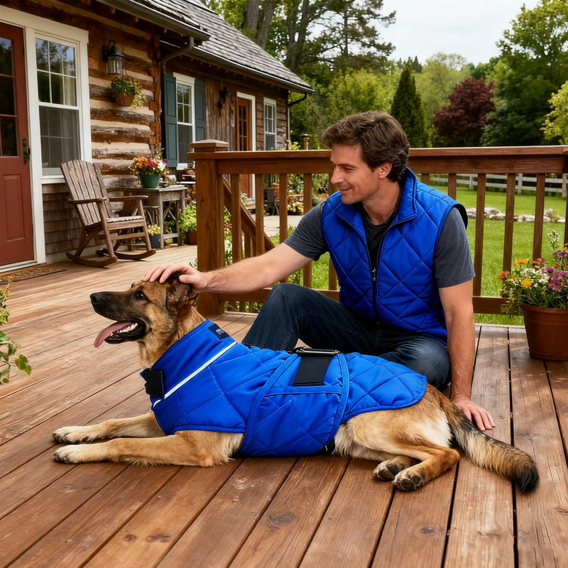 Weighted Dog Vest, Tactical Weight Coat with Beads for Dogs Anxiety- Relieve Stress, Build Muscle & Optimize Health, Premium Heavy Duty Dog Training Jacket for Exercise and Strength (Blue, S) Blue Small