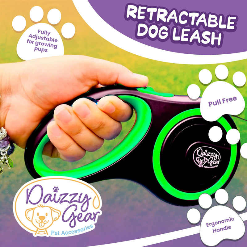 Dog Leash Retractable,Sturdy, Heavy-Duty, Tangle-Free, Soft,Anti-Slip Handle & Easy One Hand Brake for Puppy, Small, Medium, Large Breeds Dogs (Green, 110 LBS /16 FT (M)) 110 LBS /16 FT ( M) Green - PawsPlanet Australia