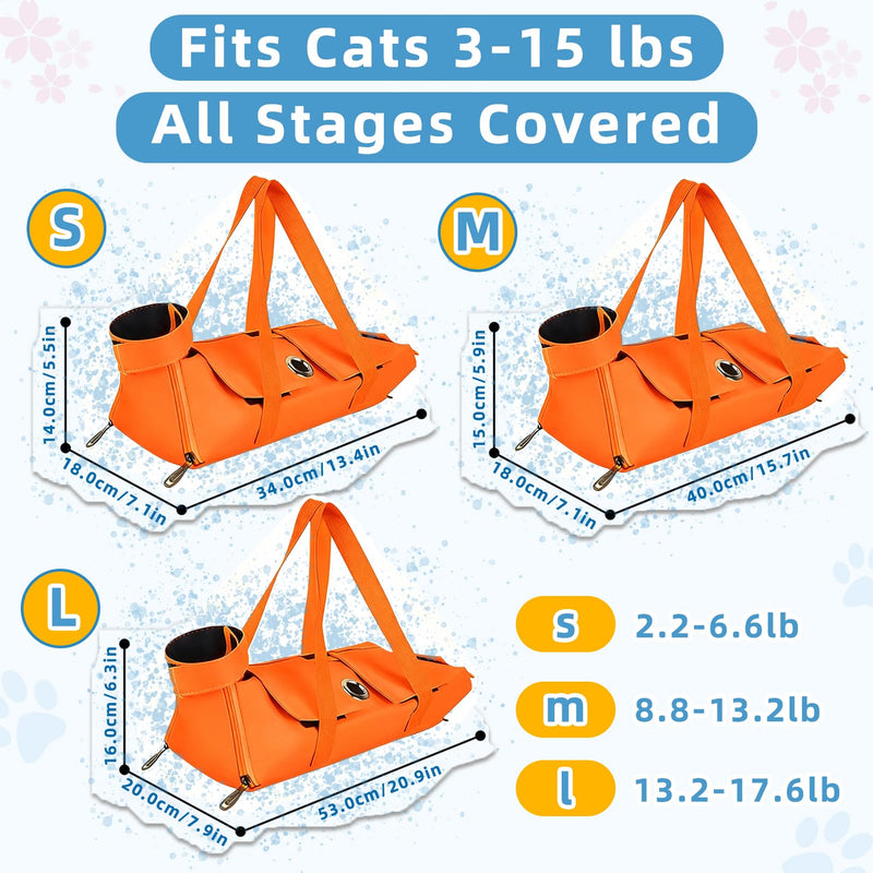 Waterproof Cat Grooming Restraint Bag - Anti-Scratching for Claw Care & Nail Trimming, Ideal for Cat Medical Examination (Orange, S) Orange