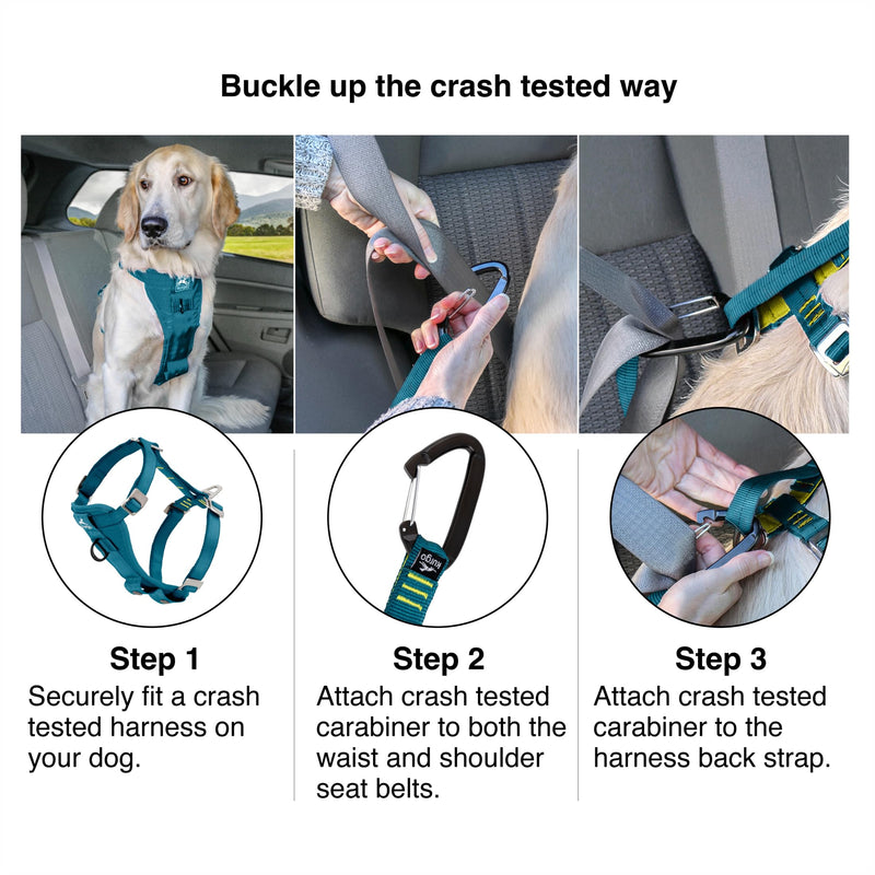 Kurgo Enhanced Strength Tru-Fit Dog Car Harness - Pet Travel Safety Harness - Crash Test Certified Fit - Five Point Adjustment - Secure Buckle - Padded Chest - Ink Blue - Small