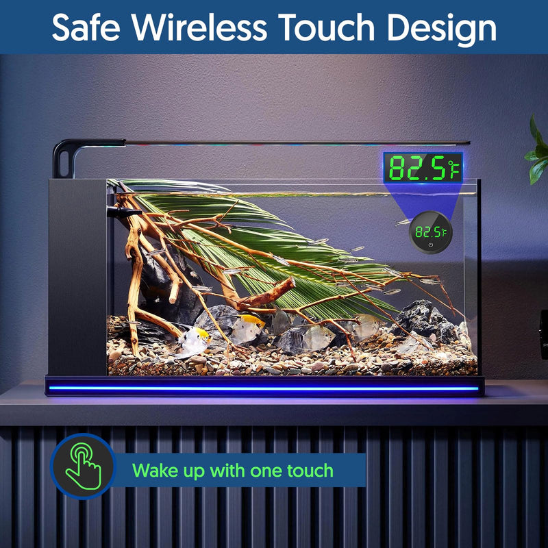 QZQ Fish tank thermometer Aquarium thermometer wireless touch Stick Digital Aquarium Thermometer LED display ±1°F for monitoring The Fish tank aquarium temperature accessories (Black) Black - PawsPlanet Australia
