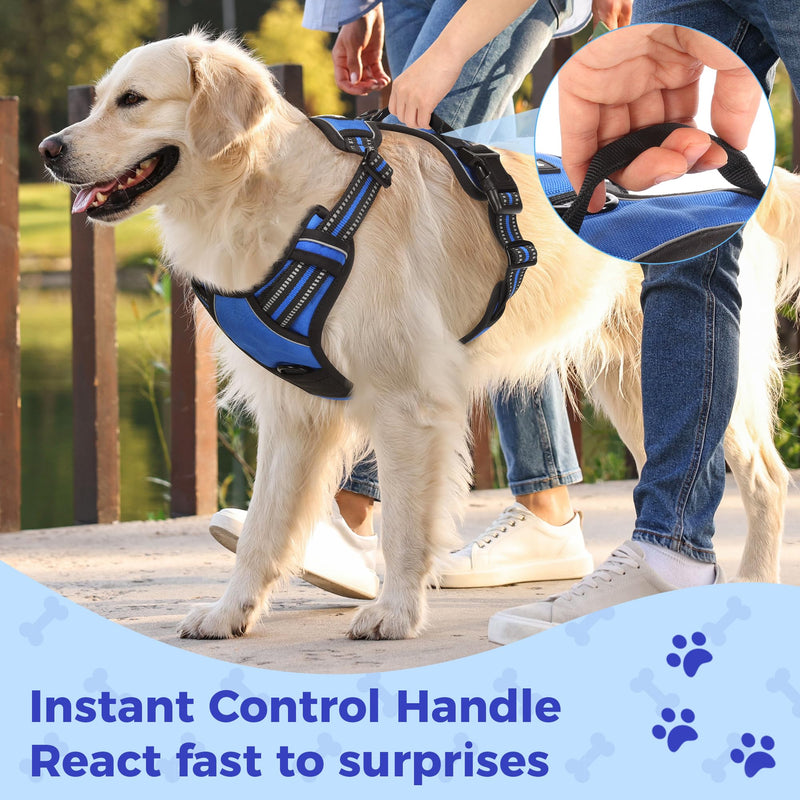 Funfox Dog Harness No Pull, Adjustable Pet Vest Harness Blue S with Handle, 2 Leash Clips for Daily Walking Easy Control, Soft Durable Reflective Comfortable for Small Sized Dogs - PawsPlanet Australia