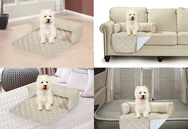 Brilliant Sunshine Premium Calming Dog Bed Mat, Silky Velvet, Removable Washable Cover, Cushion Protector and Couch Covers for Dogs, Pets, Cats, Small, Beige Natural - PawsPlanet Australia