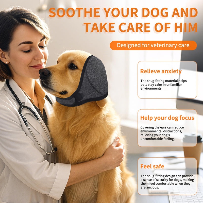 BOXOB Dog Ears Cover, Adjustable Dog Ear Muffs Noise Protection Comfortable Quiet Dogs Calming Hood Ear Head Wrap Cups Shower Cap Pet Supplies for Bath Grooming Thunder Fireworks (S) S